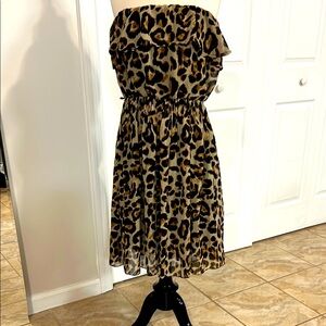 Leopard Print Strapless Dress